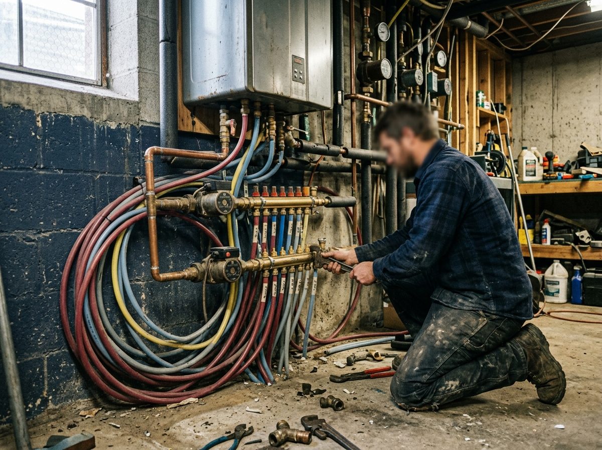 A hydronic boiler with zone valves and circulators — Pinecliffe, Colorado